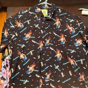 RSVLTS Saved By the Bell Kelly Kapowski button down men’s shirt EUC BLACK